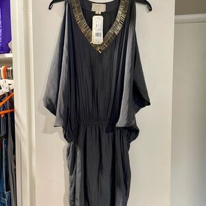 New Nicole Miller Gray Dress with Silver Accents